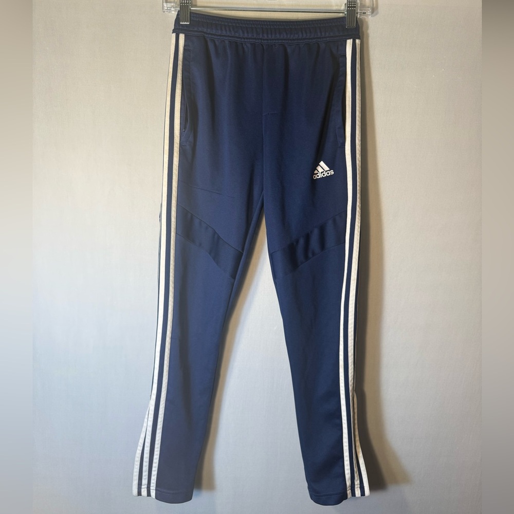 Adidas Kids Blue Joggers with White Stripes